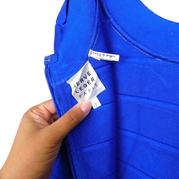 EUC Authentic Herve Leger Sydney Royal Blue Sleeveless Mini Bandage Dress Size S - Picture 5 of 7